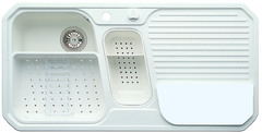BLANCO PRIMO, SILACRON, white, with drain remote control, with plastic colander, Bowl left, 600 mm min. cabinet size
