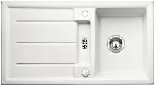 BLANCO PRION 5 S, Ceramic PuraPlus, white matt, with drain remote control, reversible, 500 mm min. cabinet size
