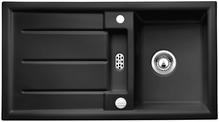 BLANCO PRION 5 S, Ceramic PuraPlus, black, with drain remote control, reversible, 500 mm min. cabinet size