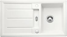 BLANCO PRION 5 S, Ceramic PuraPlus, crystal white glossy, with drain remote control, reversible, 500 mm min. cabinet size