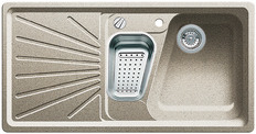 BLANCO SIGMA, SILGRANIT Clean, sand, with drain remote control, with accessories, Bowl right, 600 mm min. cabinet size