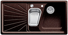 BLANCO SIGMA, SILGRANIT Clean, brown, with drain remote control, with accessories, Bowl right, 600 mm min. cabinet size