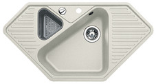 BLANCO STYLE-F, SILGRANIT Clean, polar, with drain remote control, with colander, Bowl centred, 600 mm min. cabinet size