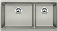 BLANCO SUBLINE 480/320-U, SILGRANIT, pearl grey, w/o drain remote control, Bowl left, 900 mm min. cabinet size