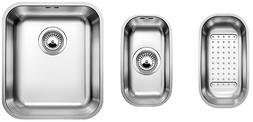 BLANCO SUPRA Set SUPRA 340-U/160-U, Stainless steel brushed finish, w/o drain remote control, with colander, reversible, 600 mm min. cabinet size