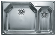 BLANCO TEC (1½ bowl), Stainless steel satin polish, w/o drain remote control, Bowl left, 900 mm min. cabinet size
