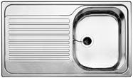 BLANCO TIPO 45 S, Stainless steel natural finish, w/o drain remote control, reversible, 450 mm min. cabinet size