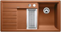 BLANCO TRISONA 6 S, SILGRANIT until 10-2008, cognac, with drain remote control, with accessories, Bowl left, 600 mm min. cabinet size