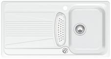 BLANCO VIVA 5 S, SILGRANIT until 10-2014, white, with drain remote control, with plastic colander, reversible, 500 mm min. cabinet size