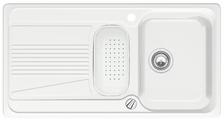 BLANCO VIVA 6 S, SILGRANIT until 10-2014, white, with drain remote control, with plastic colander, reversible, 600 mm min. cabinet size