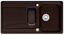 BLANCO VIVA 6 S, SILGRANIT until 10-2014, brown, with drain remote control, with plastic colander, reversible, 600 mm min. cabinet size