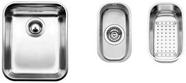 Set undermount sinks stainless steel with fittingset BLANCO YPSILON 340-U and BLANCO SUPRA 160-U, Stainless steel brushed finish, with drain remote control, with colander, w/o bowl layout, 600 mm min. cabinet size