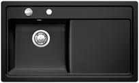 BLANCO ZENAR 45 S, Ceramic PuraPlus, black, with drain remote control, Bowl left, 450 mm min. cabinet size