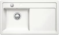 BLANCO ZENAR 45 S, Ceramic PuraPlus, crystal white glossy, with drain remote control, Bowl left, 450 mm min. cabinet size