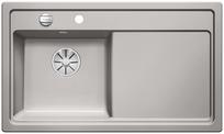 BLANCO ZENAR 45 S, Ceramic PuraPlus, alu grey, with drain remote control, Bowl left, 450 mm min. cabinet size