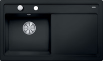BLANCO ZENAR 45 S, Ceramic PuraPlus, black, with drain remote control, Bowl left, 450 mm min. cabinet size