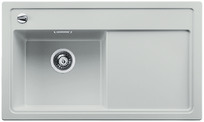 BLANCO ZENAR 45 S, SILGRANIT until 10-2014, silk grey, with drain remote control, with accessories, Bowl left, 450 mm min. cabinet size