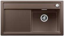 BLANCO ZENAR 5 S-F, SILGRANIT, coffee, with drain remote control, w/o accessories, Bowl right, 500 mm min. cabinet size
