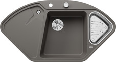 BLANCO DELTA 9 E-F, SILGRANIT, volcano grey, with drain remote control, with accessories, Bowl right, 800 mm min. cabinet size