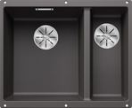 BLANCO SUBLINE 340/160-U, SILGRANIT, rock grey, w/o drain remote control, Bowl left, 600 mm min. cabinet size