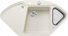 BLANCO DELTA 9 E-F, SILGRANIT, soft white, with drain remote control, with accessories, Bowl right, 800 mm min. cabinet size