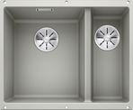 BLANCO SUBLINE 340/160-U, SILGRANIT, pearl grey, w/o drain remote control, Bowl left, 600 mm min. cabinet size