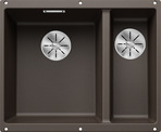 BLANCO SUBLINE 340/160-U, SILGRANIT, coffee, w/o drain remote control, Bowl left, 600 mm min. cabinet size
