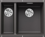 BLANCO SUBLINE 340/160-U, SILGRANIT, rock grey, w/o drain remote control, Bowl right, 600 mm min. cabinet size