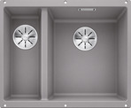 BLANCO SUBLINE 340/160-U, SILGRANIT, alu metallic, w/o drain remote control, Bowl right, 600 mm min. cabinet size