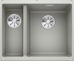 BLANCO SUBLINE 340/160-U, SILGRANIT, pearl grey, w/o drain remote control, Bowl right, 600 mm min. cabinet size