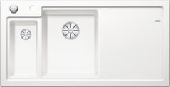 BLANCO AXON II 6 S, Ceramic PuraPlus, crystal white glossy, with drain remote control, with accessories, Bowl left, 600 mm min. cabinet size