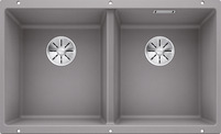 BLANCO SUBLINE 350/350-U, SILGRANIT, alu metallic, w/o drain remote control, w/o bowl layout, 800 mm min. cabinet size