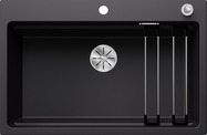 BLANCO ETAGON 8, SILGRANIT, schwarz, mit Ablauffernbedienung, mit Zubehör, keine Beckenlage, 800 mm Untermaß