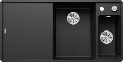 BLANCO AXIA III 6 S-F, SILGRANIT, schwarz, mit Holzschneidbrett, Becken rechts, 600 mm Untermaß