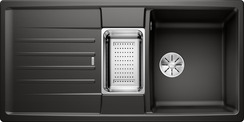 BLANCO LEXA 6 S, SILGRANIT, black, w/o drain remote control, with colander, reversible, 600 mm min. cabinet size