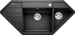 BLANCO LEXA 9 E, SILGRANIT, black, w/o drain remote control, Bowl right, 800 mm min. cabinet size