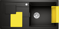 BLANCO SITY XL 6 S, SILGRANIT, black, w/o drain remote control, with accessories, Bowl right, 600 mm min. cabinet size