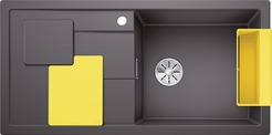 BLANCO SITY XL 6 S, SILGRANIT, rock grey, w/o drain remote control, with accessories, Bowl right, 600 mm min. cabinet size