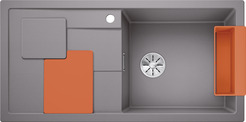 BLANCO SITY XL 6 S, SILGRANIT, alu metallic, w/o drain remote control, with accessories, Bowl right, 600 mm min. cabinet size