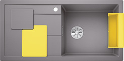 BLANCO SITY XL 6 S, SILGRANIT, alu metallic, w/o drain remote control, with accessories, Bowl right, 600 mm min. cabinet size