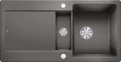 BLANCO IDENTO 6 S, Ceramic PuraPlus, basalt, with drain remote control, reversible, 600 mm min. cabinet size