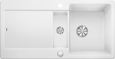 BLANCO IDENTO 6 S, Ceramic PuraPlus, crystal white glossy, with drain remote control, reversible, 600 mm min. cabinet size