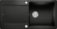 BLANCO IDENTO XL 6 S, Ceramic PuraPlus, black, with drain remote control, reversible, 600 mm min. cabinet size