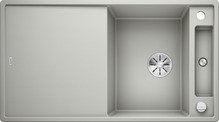 BLANCO AXIA III 5 S, SILGRANIT, pearl grey, incl. cutting board glass, reversible, 500 mm min. cabinet size