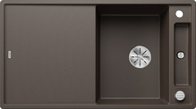 BLANCO AXIA III 5 S, SILGRANIT, coffee, incl. chopping board wood, reversible, 500 mm min. cabinet size