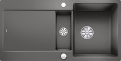 BLANCO IDENTO 6 S-F, Ceramic PuraPlus, basalt, with drain remote control, reversible, 600 mm min. cabinet size