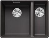 BLANCO SUBLINE 340/160-F, SILGRANIT, rock grey, w/o drain remote control, Bowl left, 600 mm min. cabinet size
