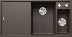 BLANCO AXIA III 6 S with pop-up waste, SILGRANIT, coffee, incl. cutting board glass, Bowl right, 600 mm min. cabinet size