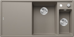 BLANCO AXIA III 6 S with pop-up waste, SILGRANIT, tartufo, incl. cutting board glass, Bowl right, 600 mm min. cabinet size
