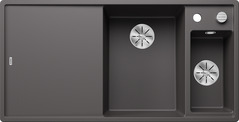 BLANCO AXIA III 6 S with pop-up waste, SILGRANIT, rock grey, incl. cutting board glass, Bowl right, 600 mm min. cabinet size